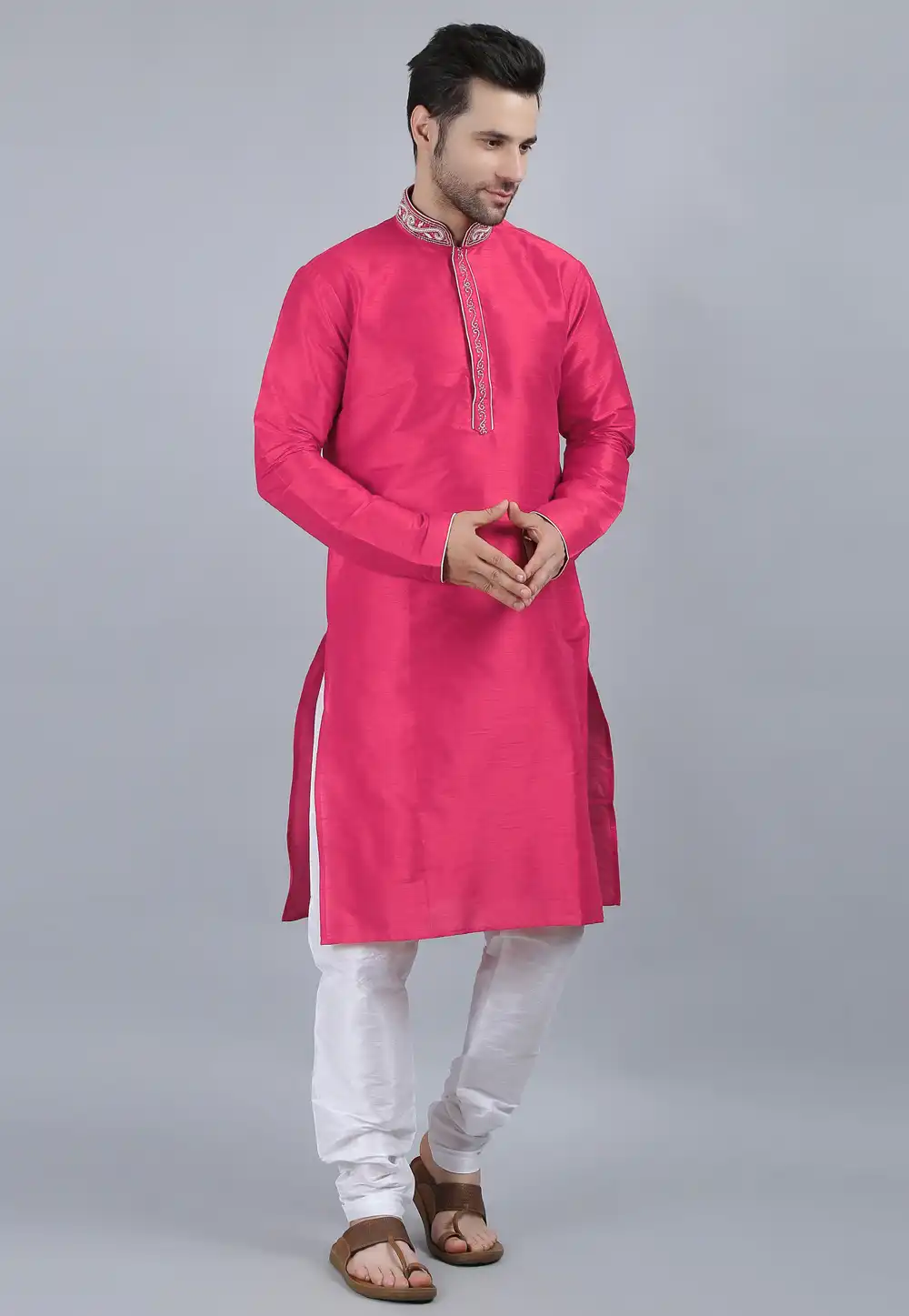 Pink Dupion Silk Kurta Pajama 267910