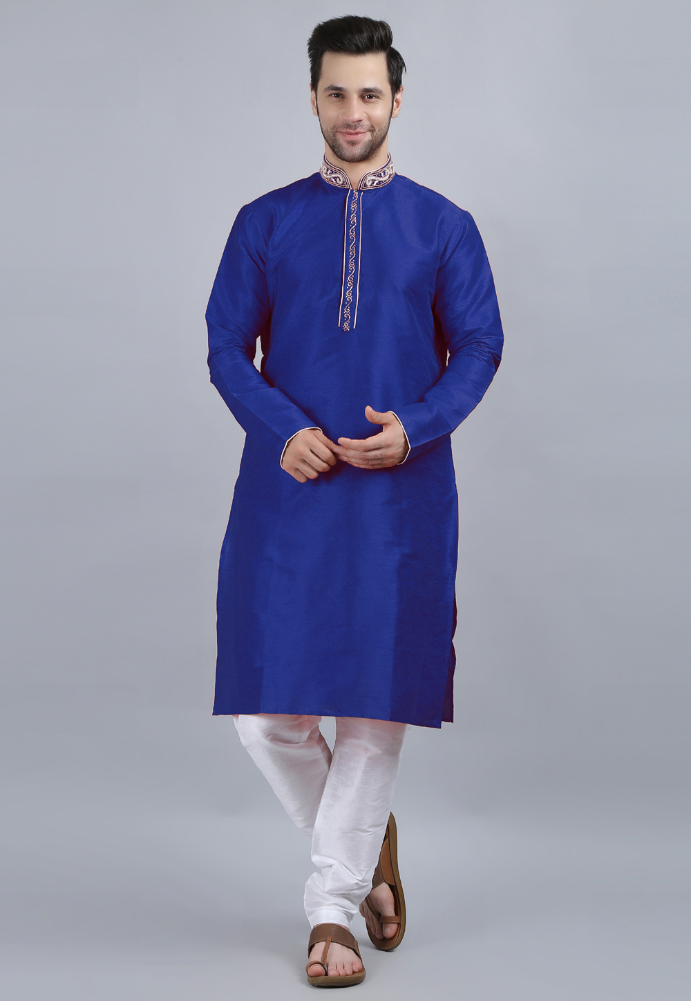 Blue Dupion Silk Kurta Pajama 267912