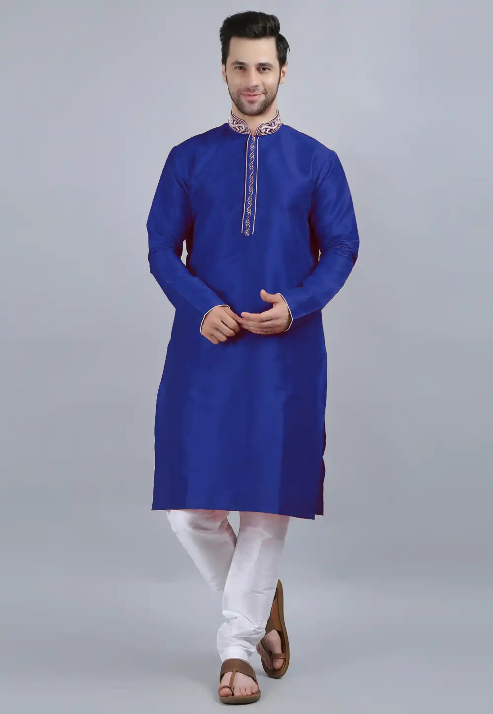 Blue Dupion Silk Kurta Pajama 267912