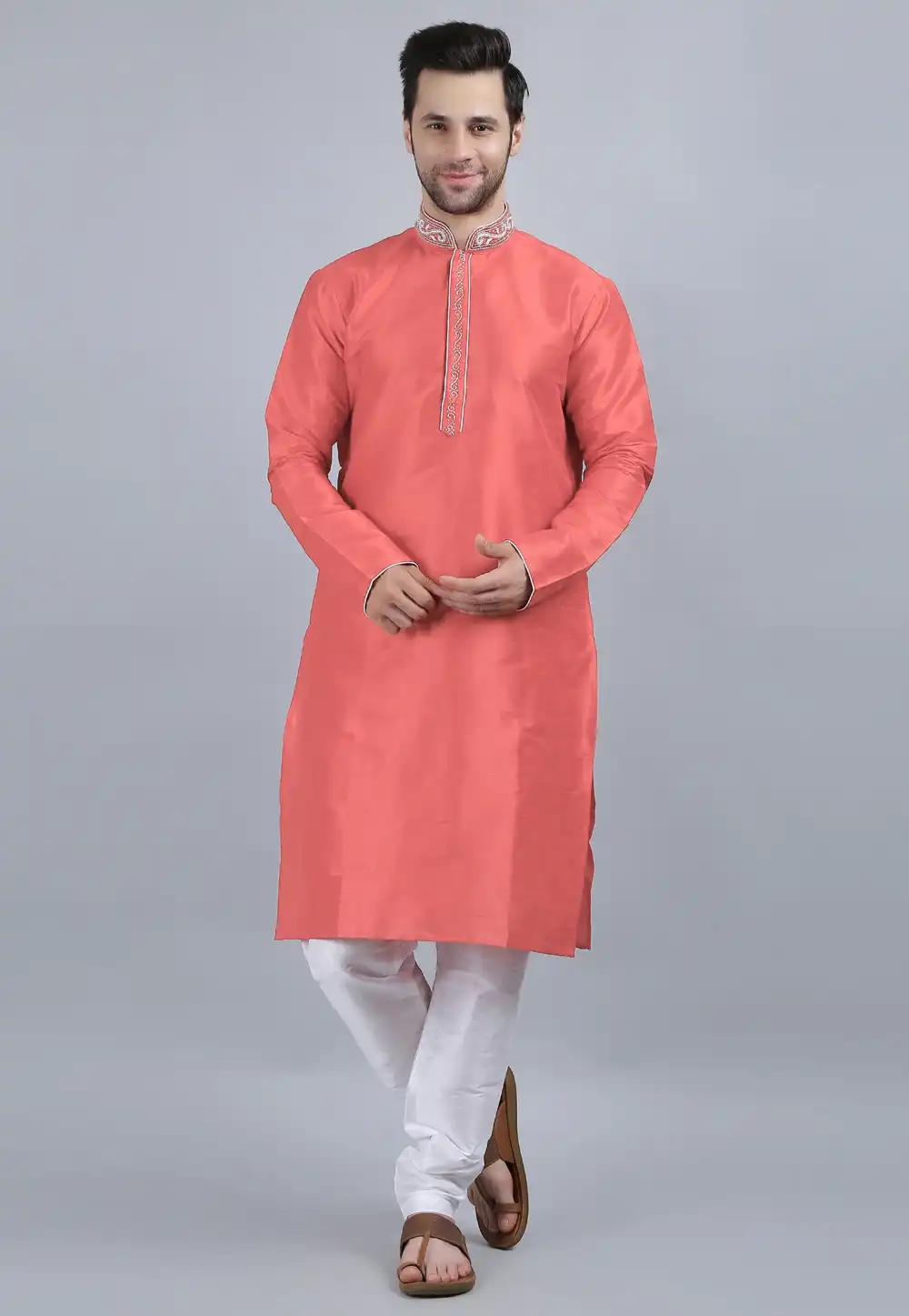 Pink Dupion Silk Kurta Pajama 267914