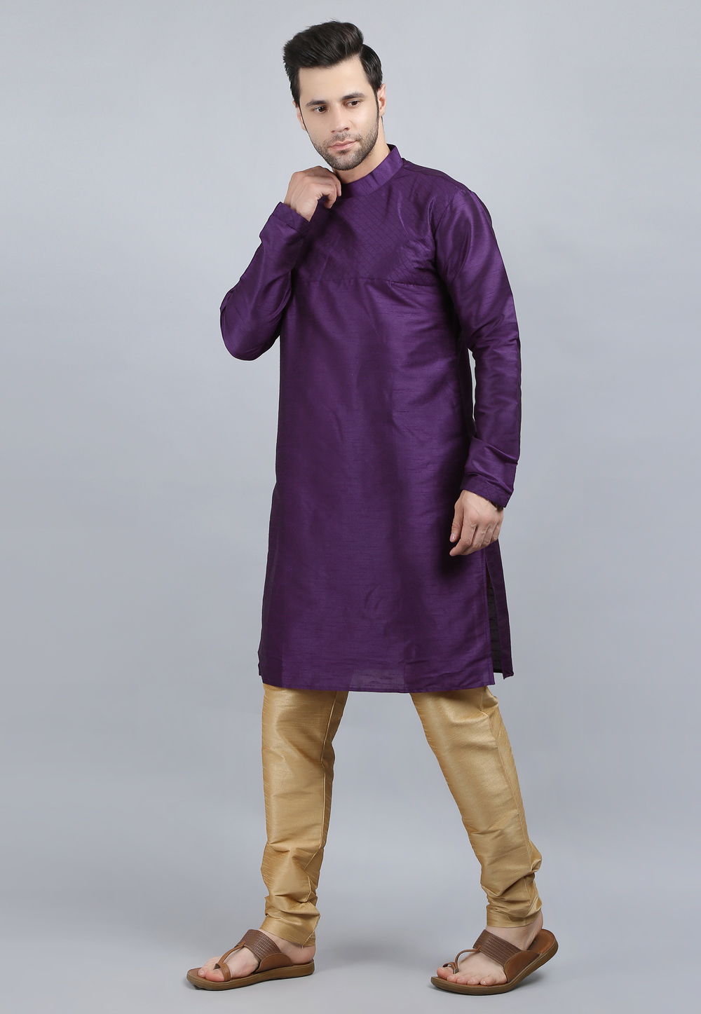 Violet Dupion Silk Kurta Pajama 267917