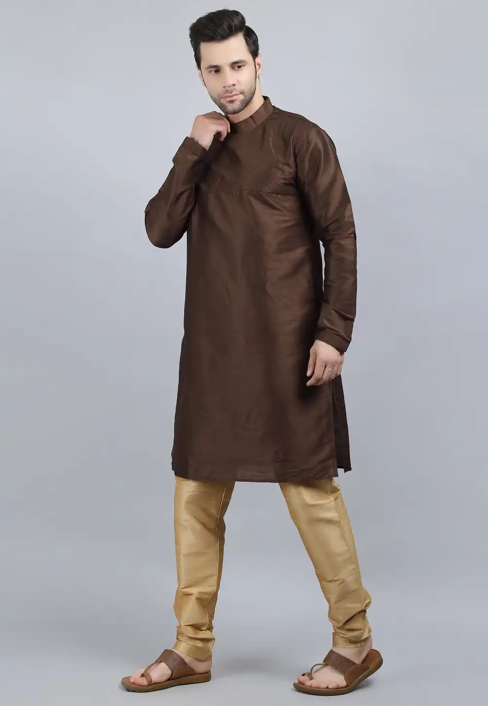 Brown Dupion Silk Kurta Pajama 267920