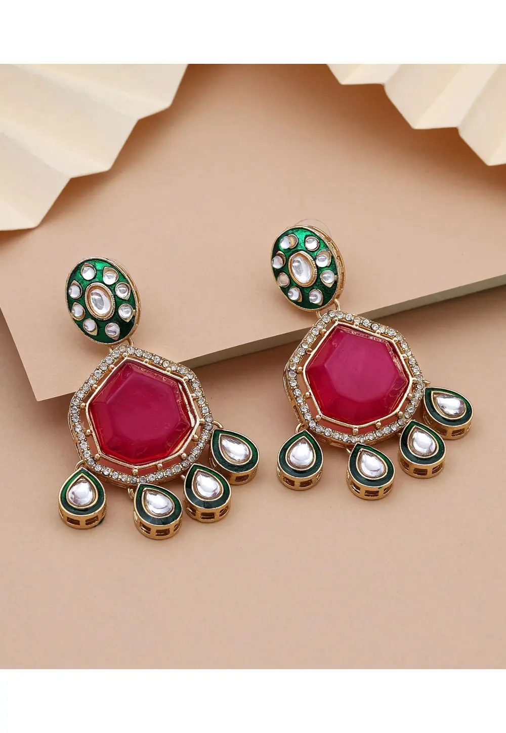 Magenta Alloy Earrings 331639