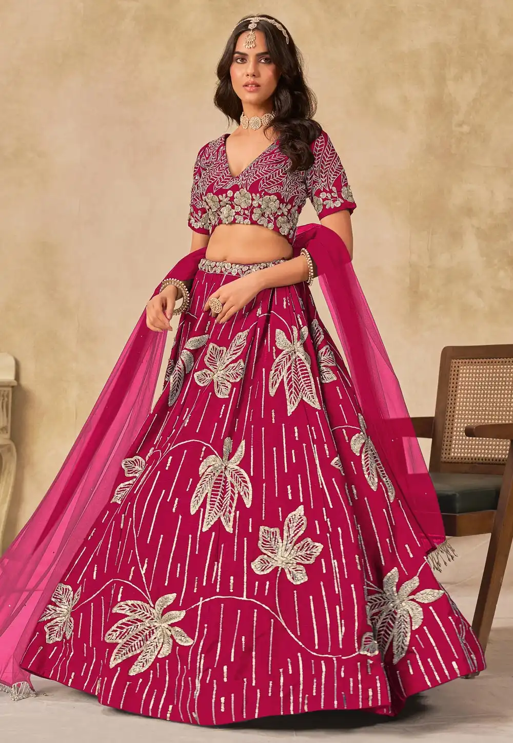 Magenta Art Silk Circular Lehenga Choli 317529