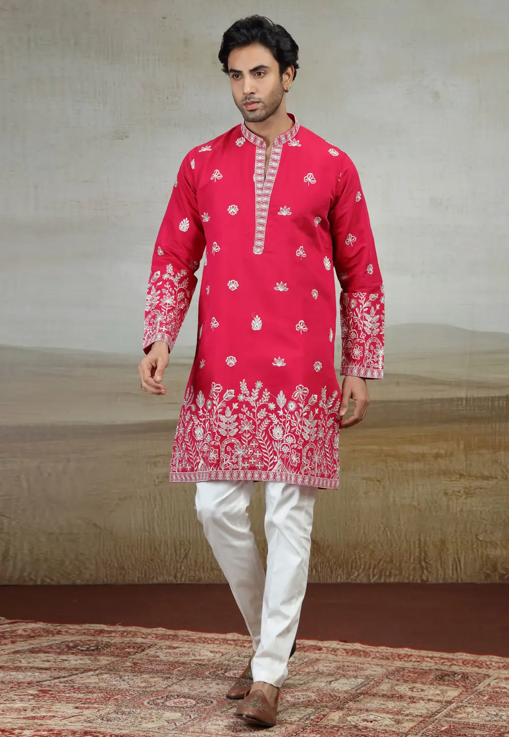 Magenta Art Silk Kurta Pajama 334916