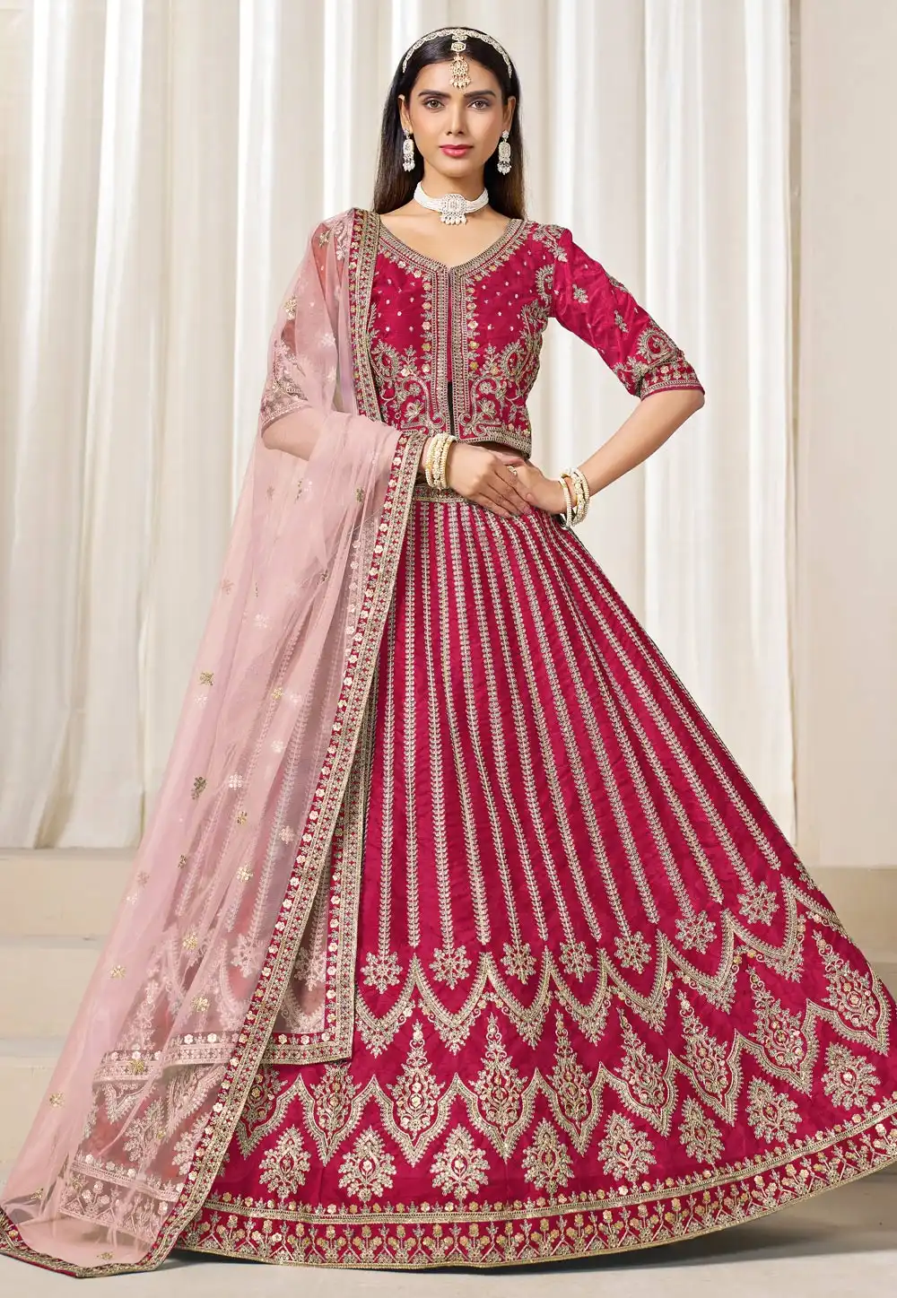 Magenta Art Silk Lehenga Choli 315243