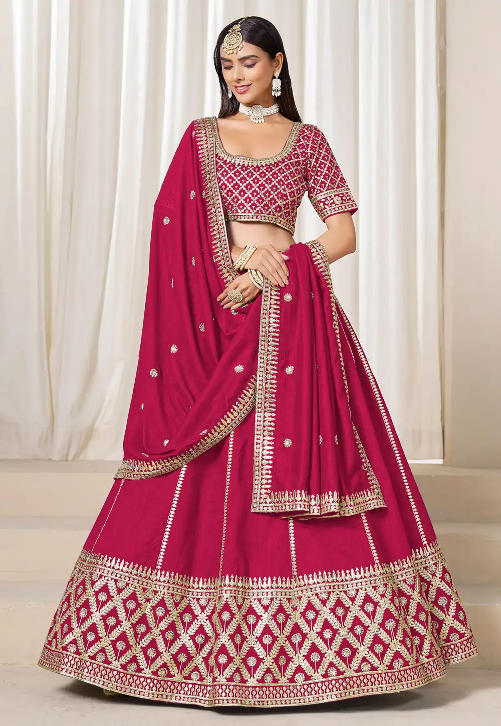 Magenta Art Silk Lehenga Choli 316020