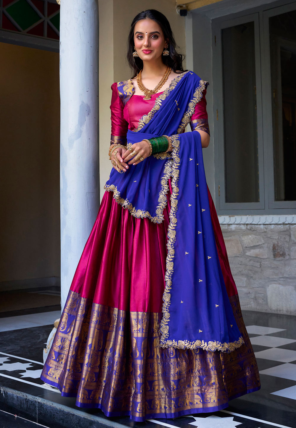 Magenta Art Silk Lehenga Choli 307851