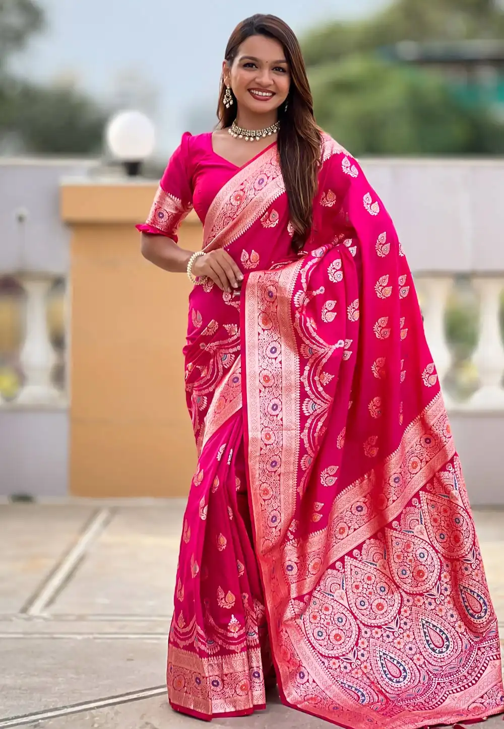 Magenta Banarasi Silk Saree 314773