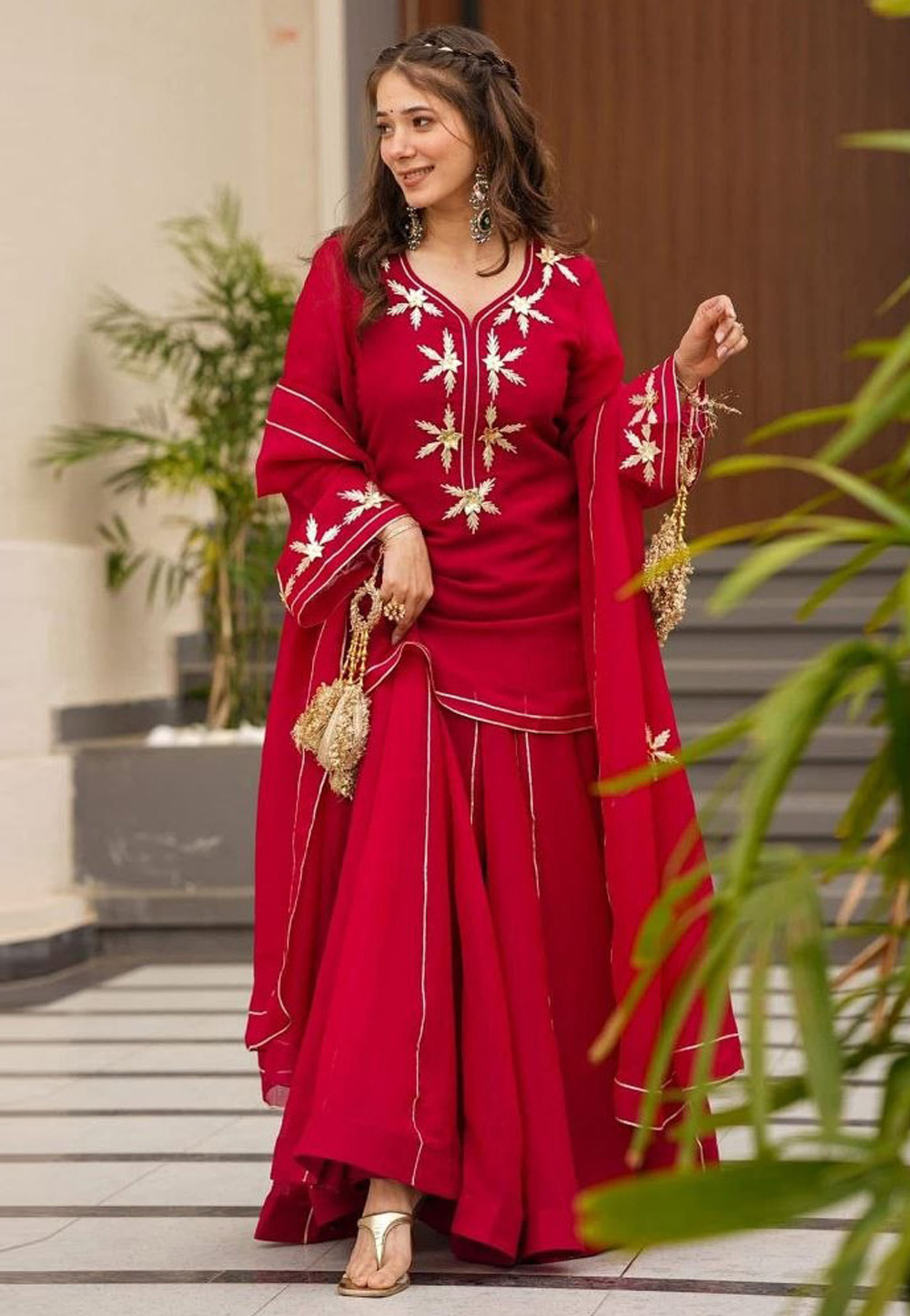 Magenta Chiffon Readymade Pakistani Suit 328129