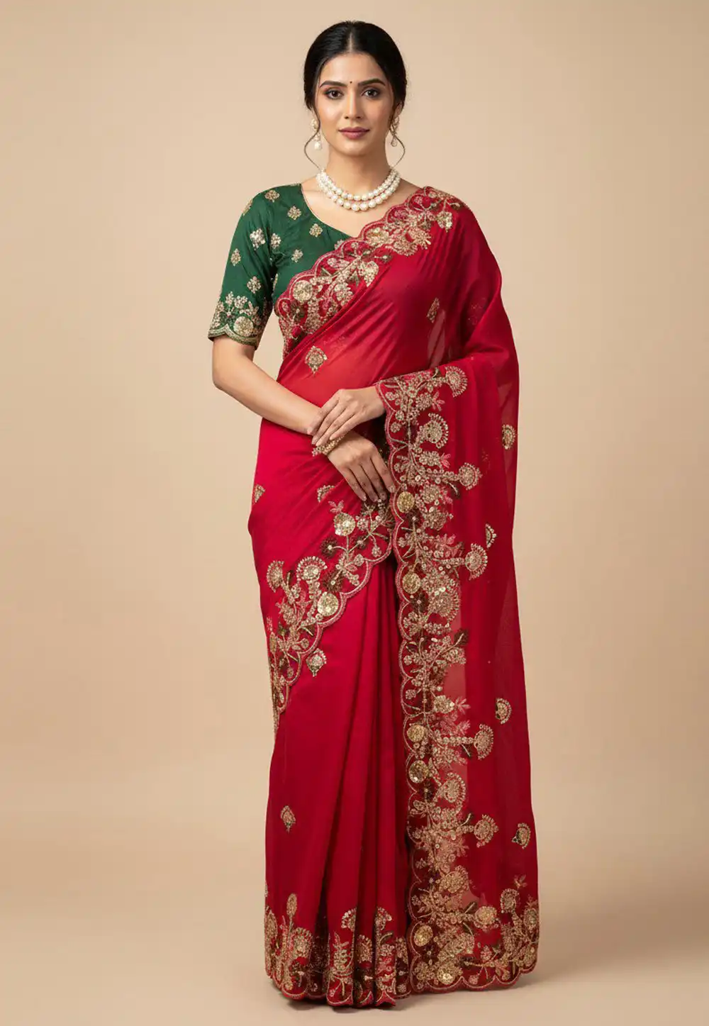 Magenta Chiffon Saree With Blouse 318654