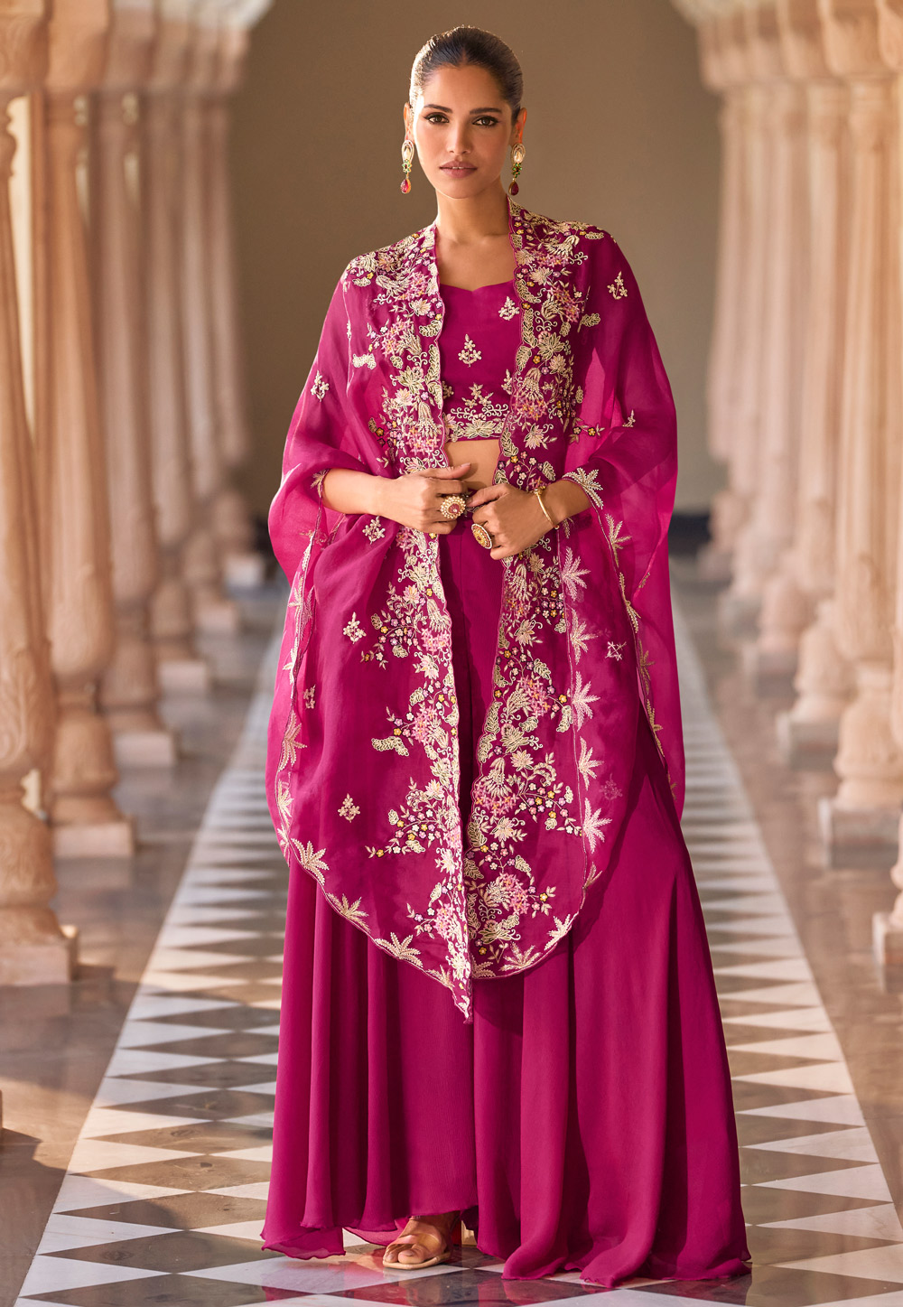 Magenta Chinon Jacket Style Suit 326130