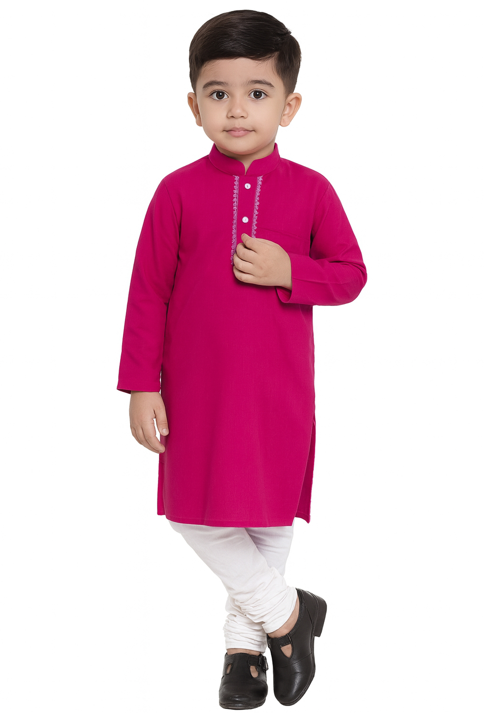 Magenta Cotton Kids Kurta Pajama 320817