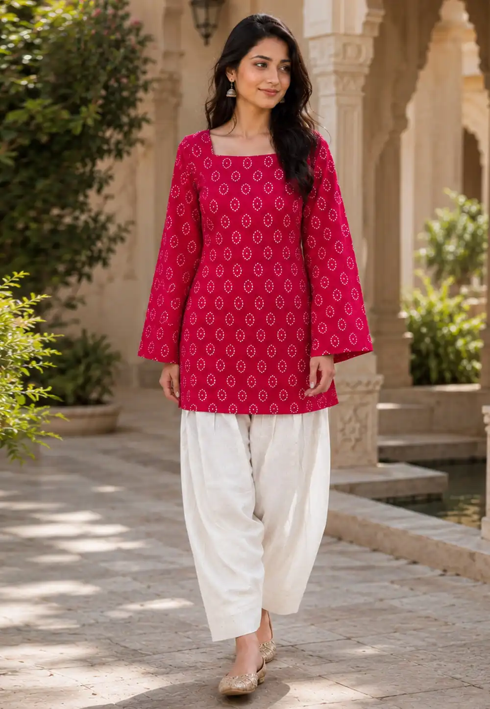 Magenta Cotton Kurta Set 330178