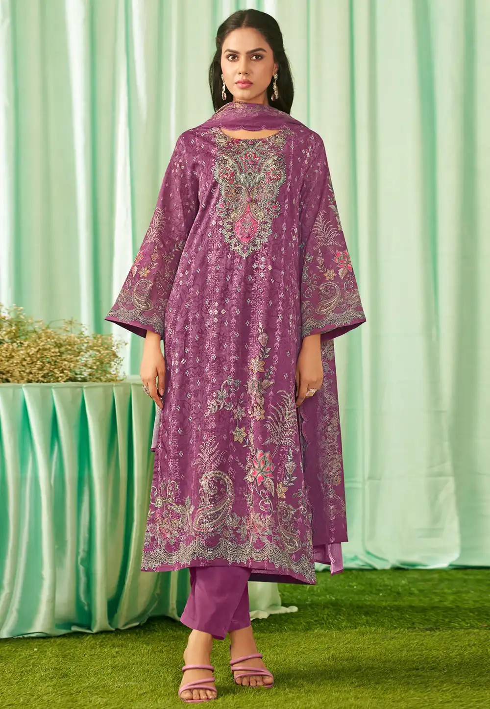 Magenta Cotton Pakistani Suit 315615