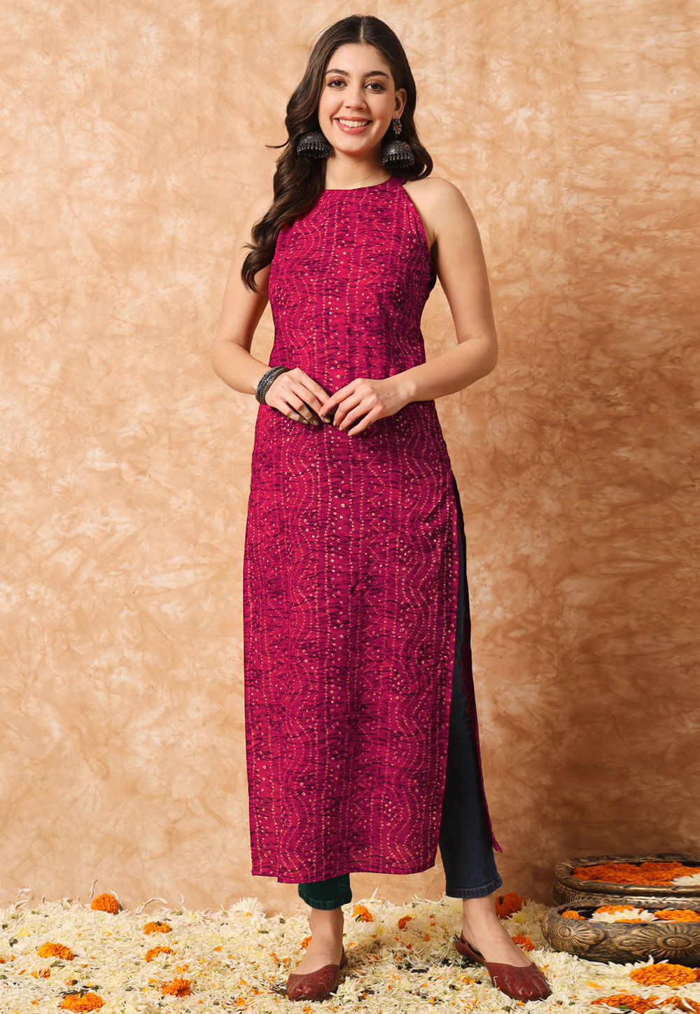 Magenta Cotton Printed Tunic 308271