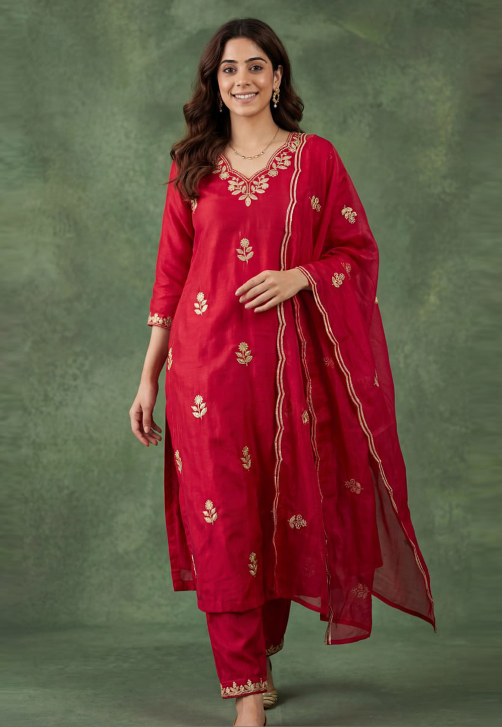 Magenta Cotton Readymade Pakistani Suit 321457