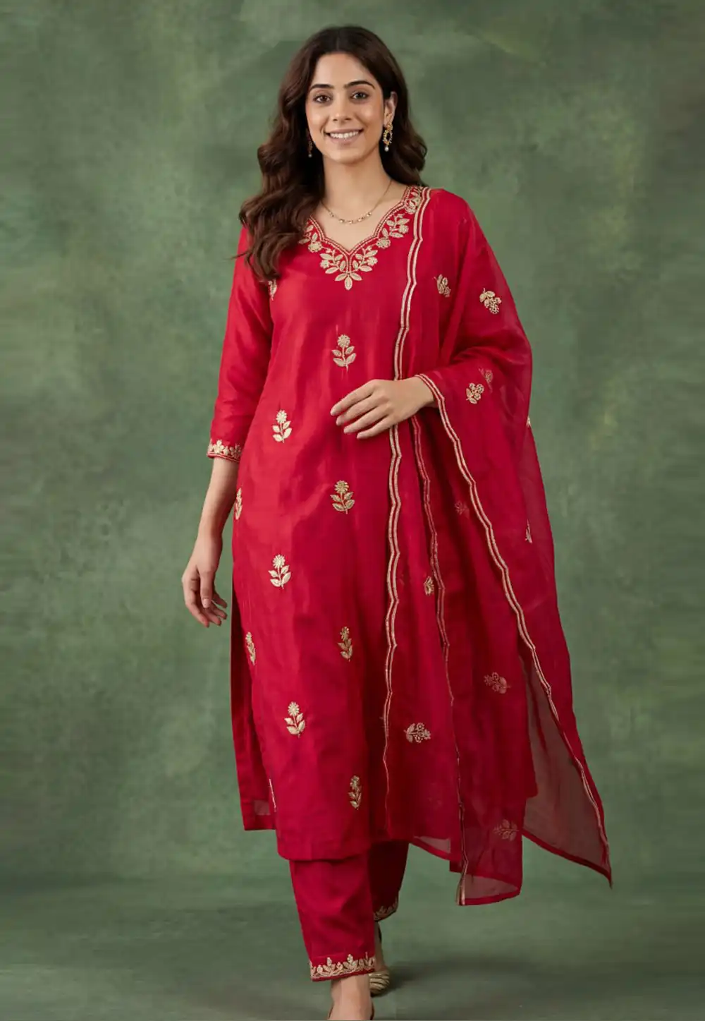Magenta Cotton Readymade Pakistani Suit 321457