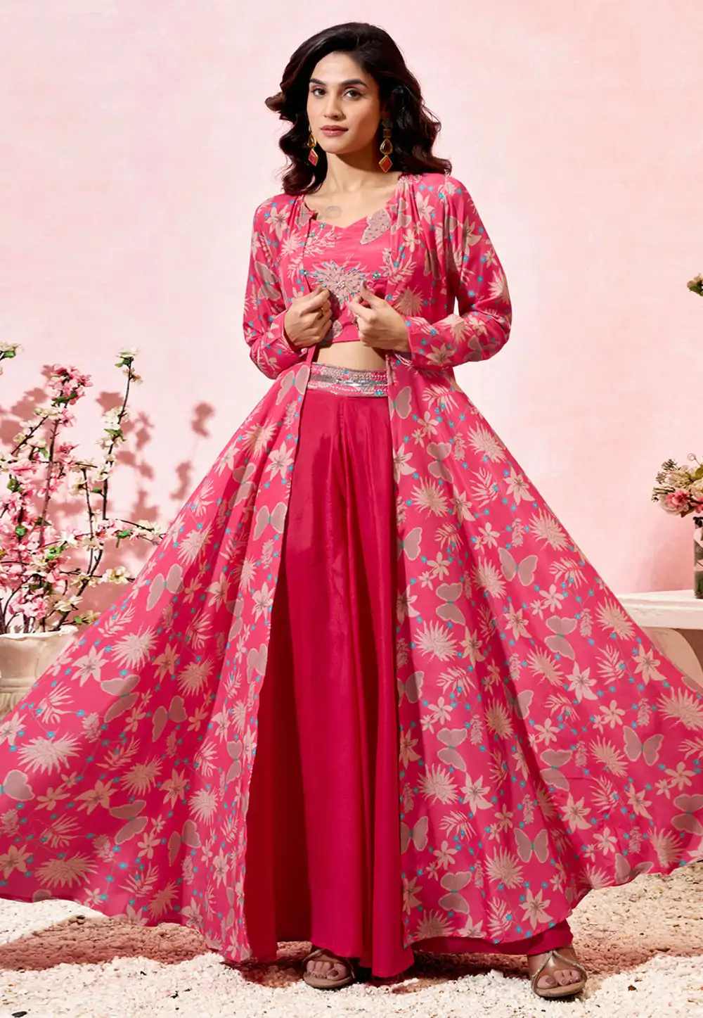 Magenta Crepe Jacket Style Suit 311226
