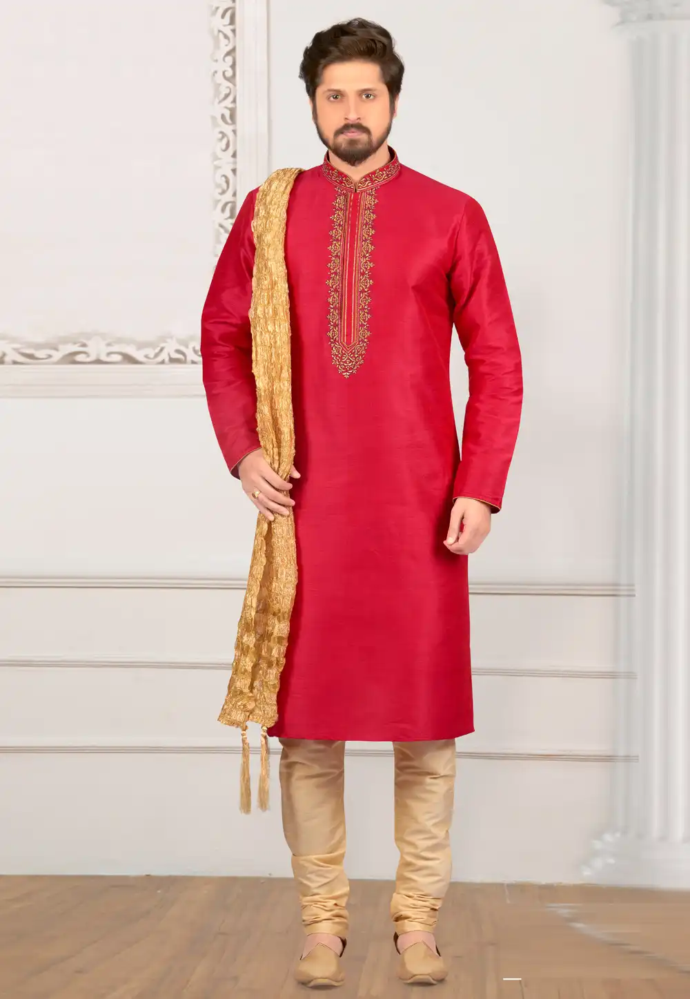 Magenta Dupion Silk Kurta Pajama 279695