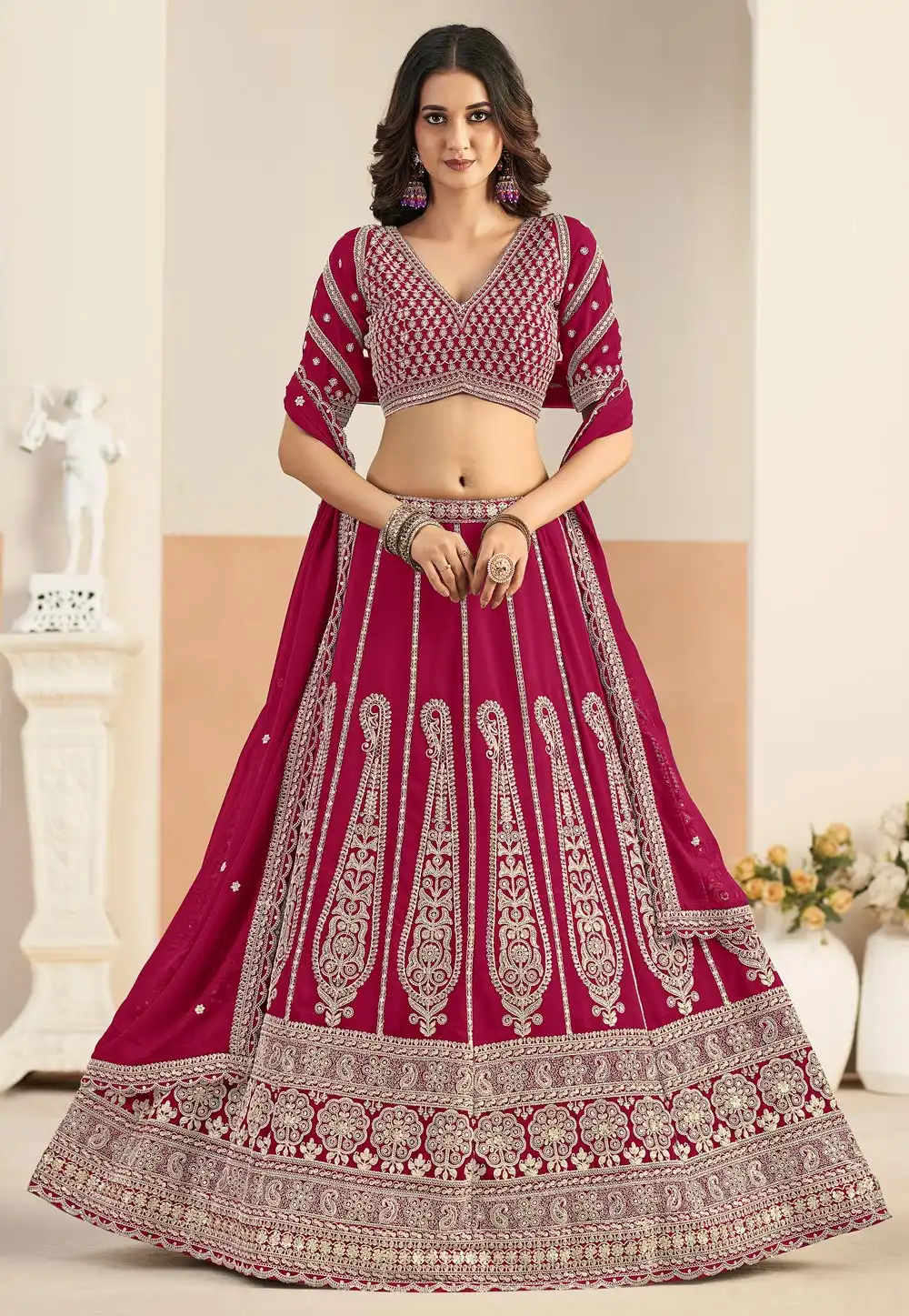 Magenta Faux Georgette Lehenga Choli 325771