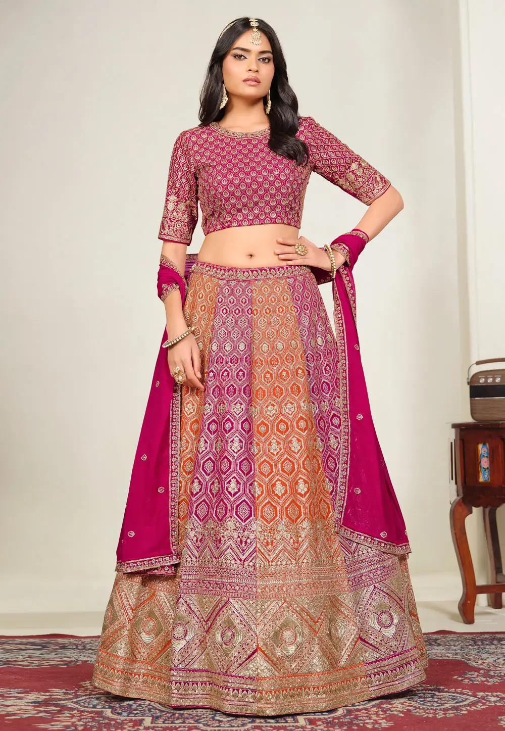 Magenta Faux Georgette Lehenga Choli 331338