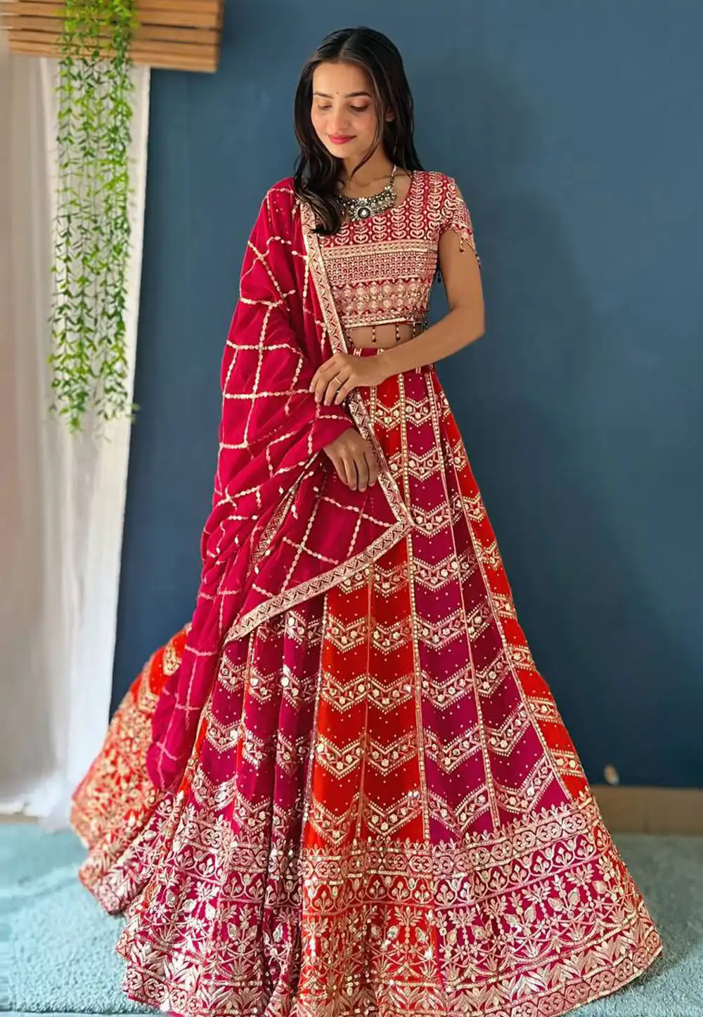 Magenta Faux Georgette Lehenga Choli 313489