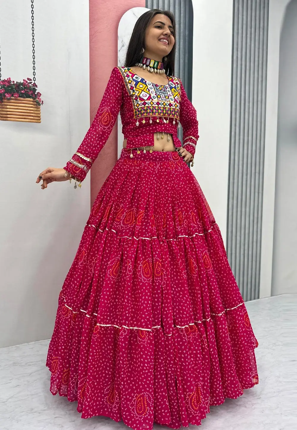 Magenta Faux Georgette Navratri Chaniya Choli 333937