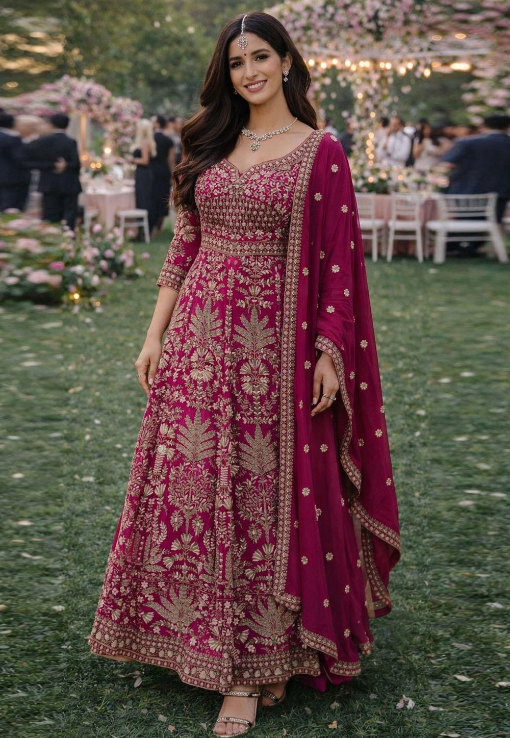 Magenta Georgette Anarkali Lehenga Choli 325555