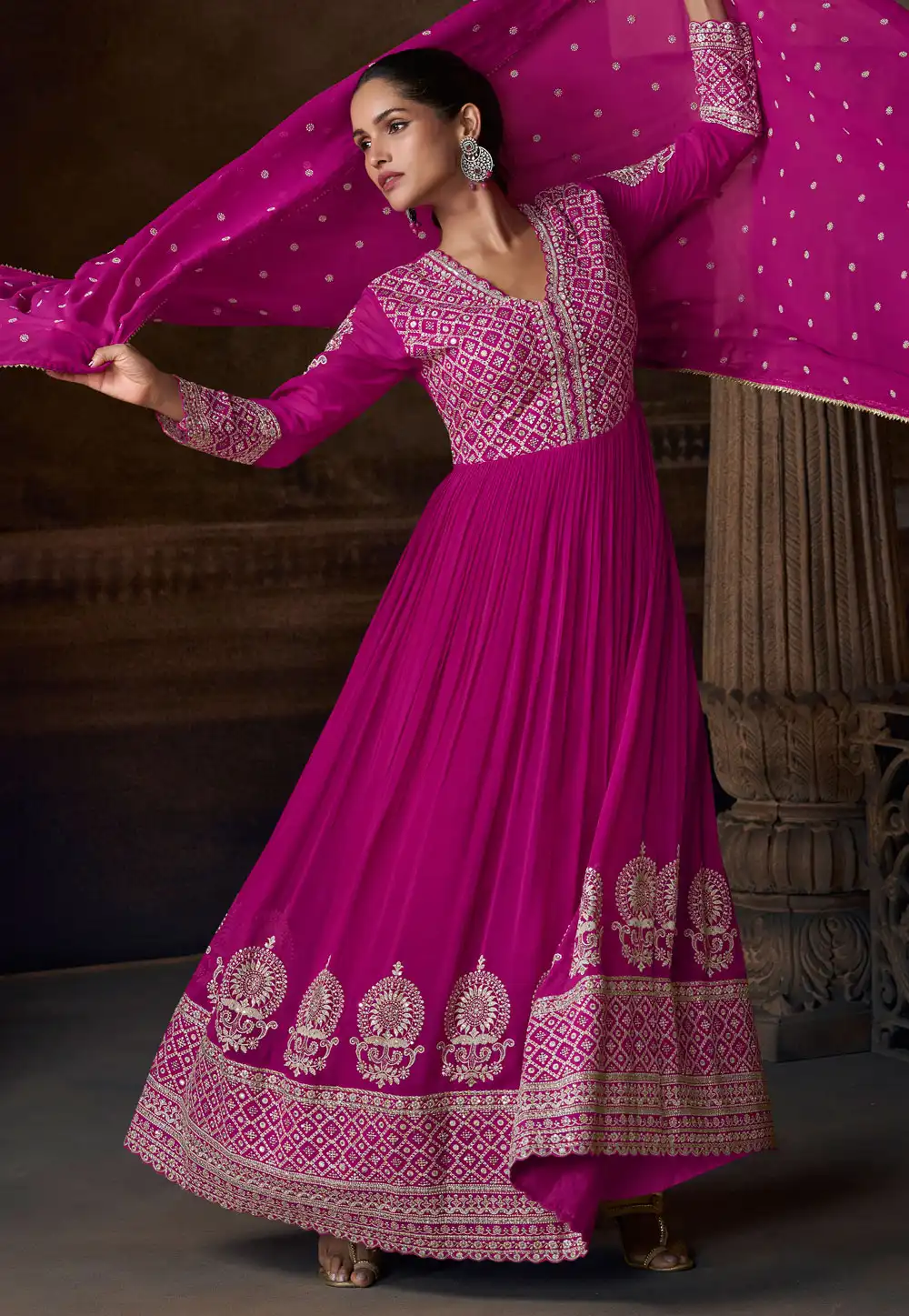 Magenta Georgette Anarkali Suit 322998
