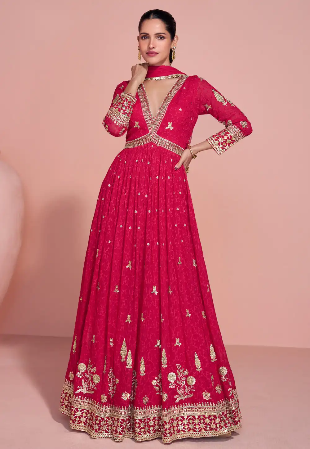 Magenta Georgette Anarkali Suit 319354