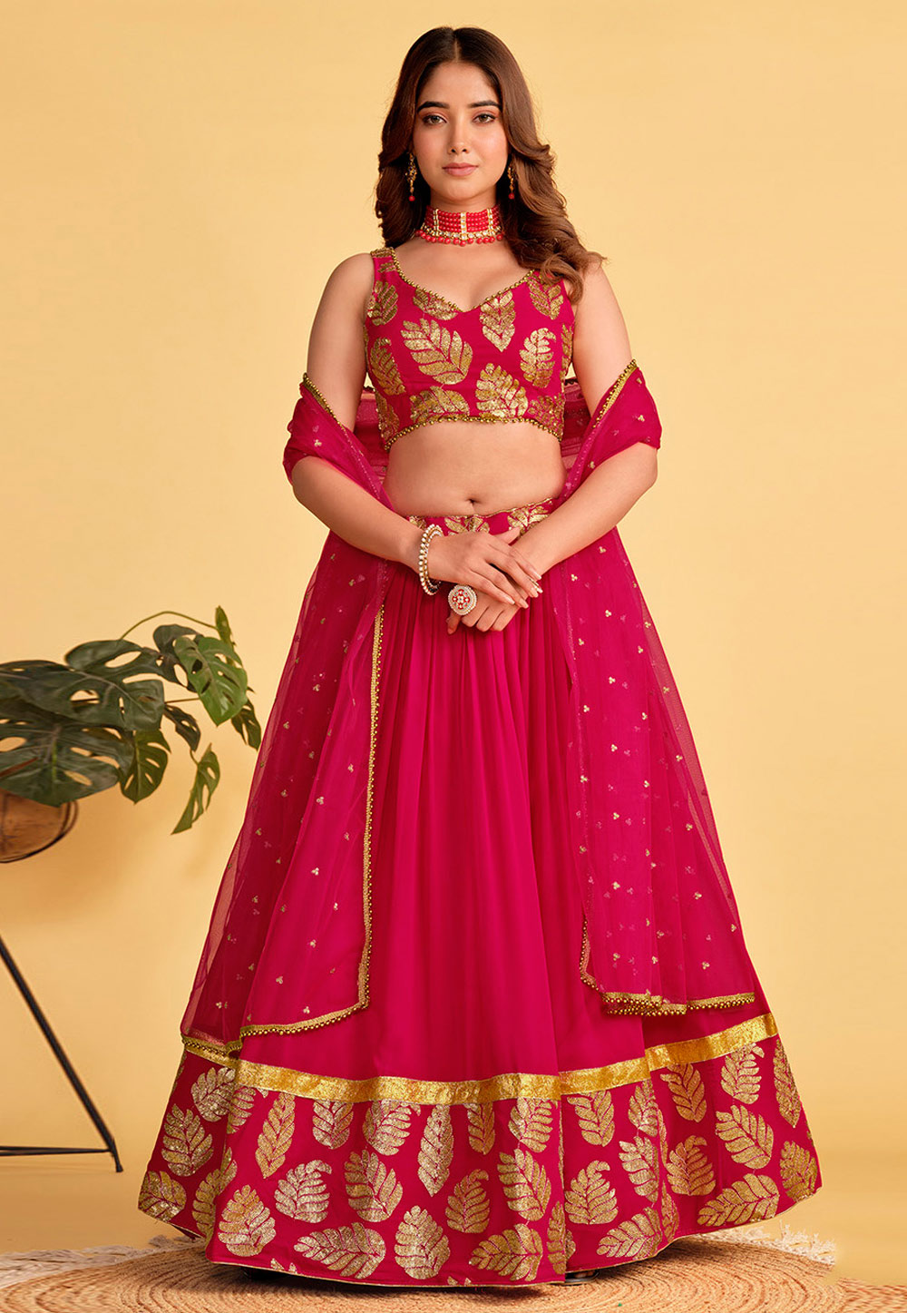 Magenta Georgette Circular Lehenga Choli 282055