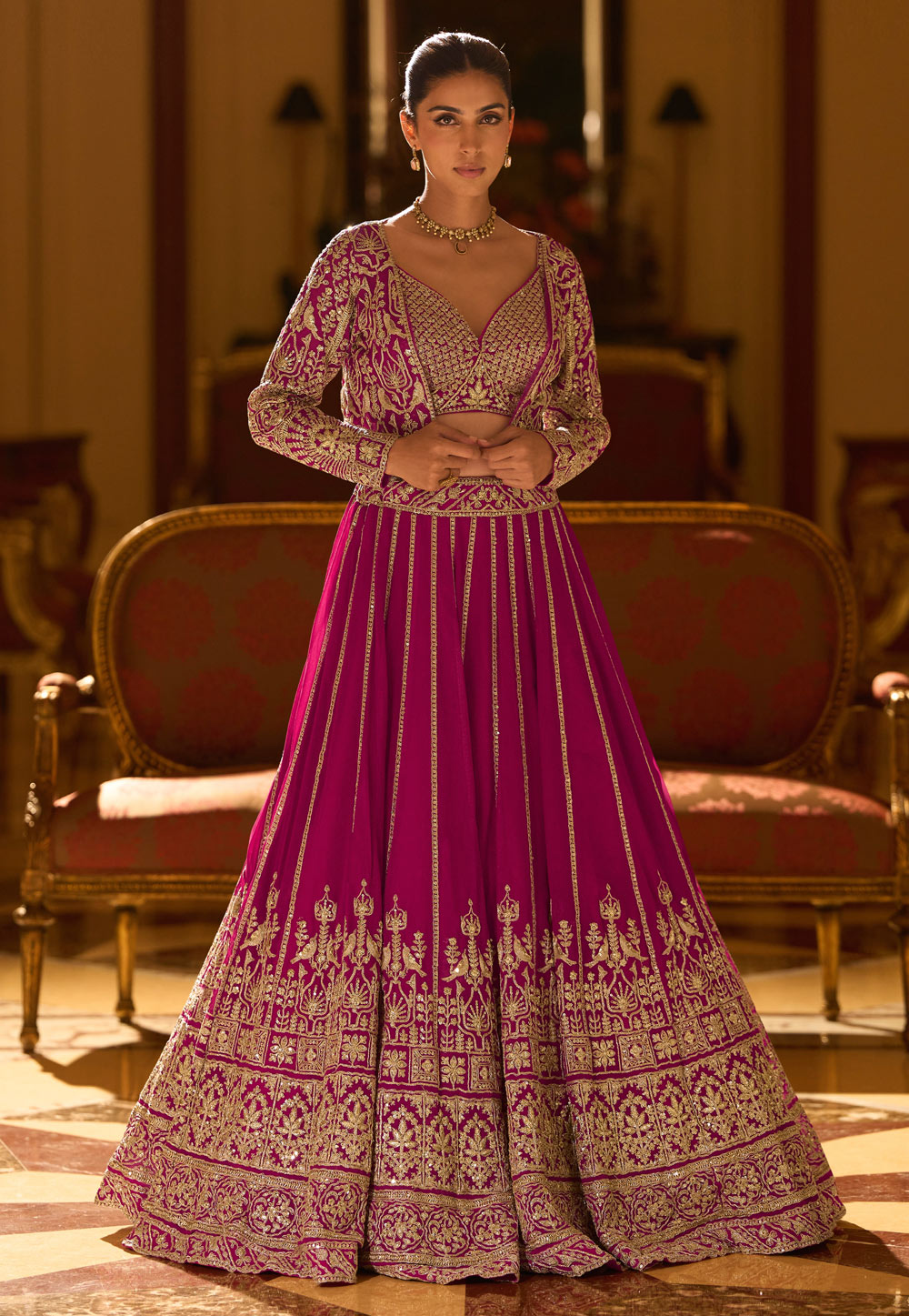 Magenta Georgette Designer Lehenga 319607