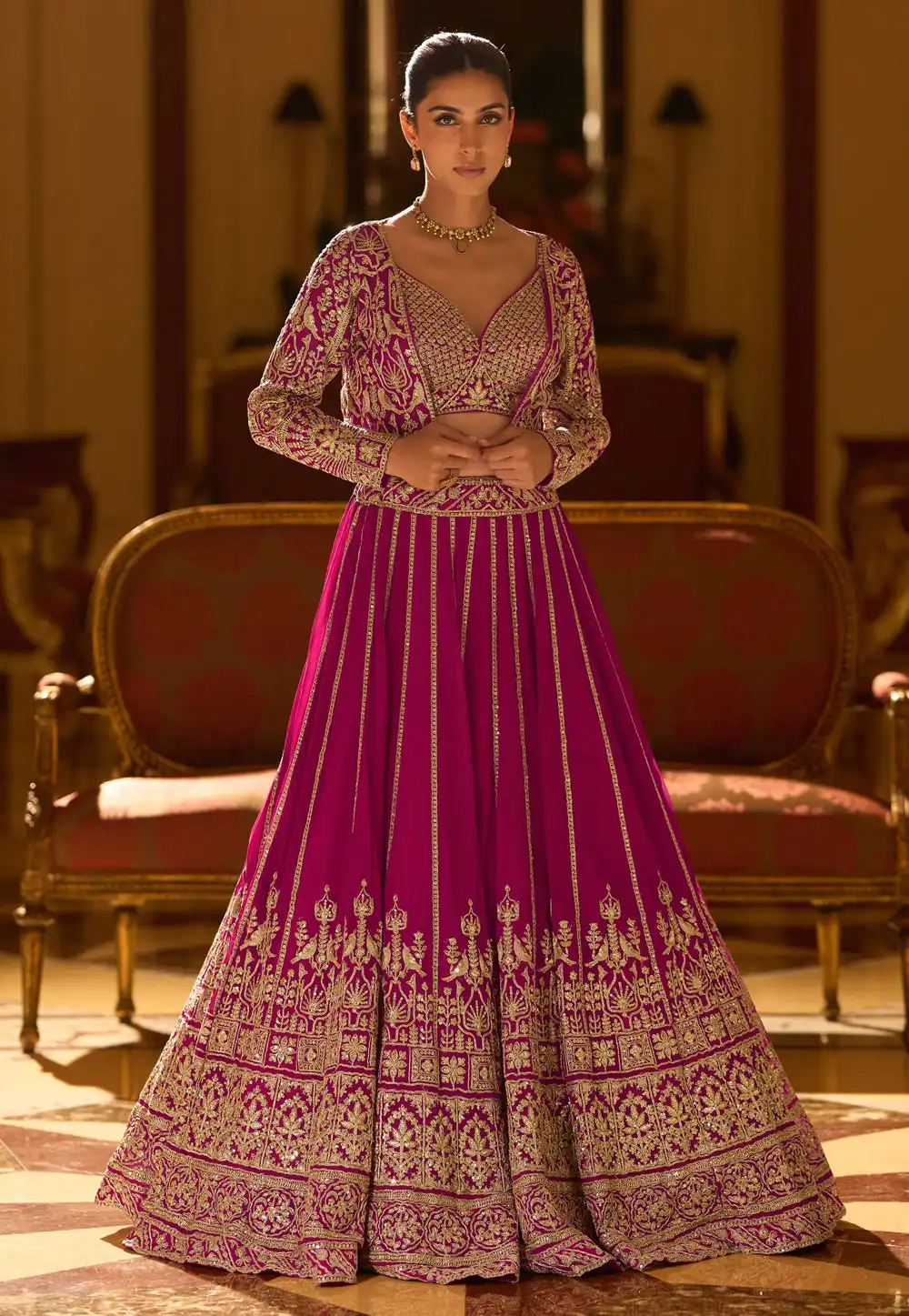 Magenta Georgette Designer Lehenga 319607
