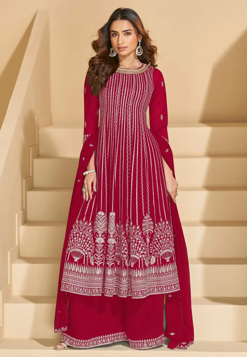 Magenta Georgette Embroidered Anarkali Suit 326999