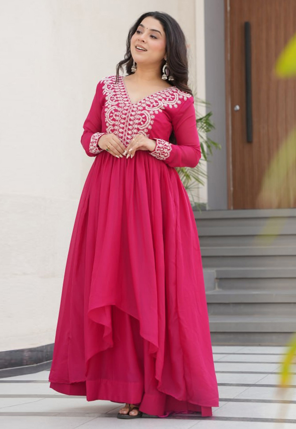 Magenta Georgette Gown 313323