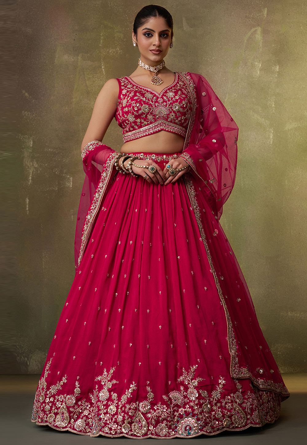 Magenta Georgette Lehenga Choli 322975