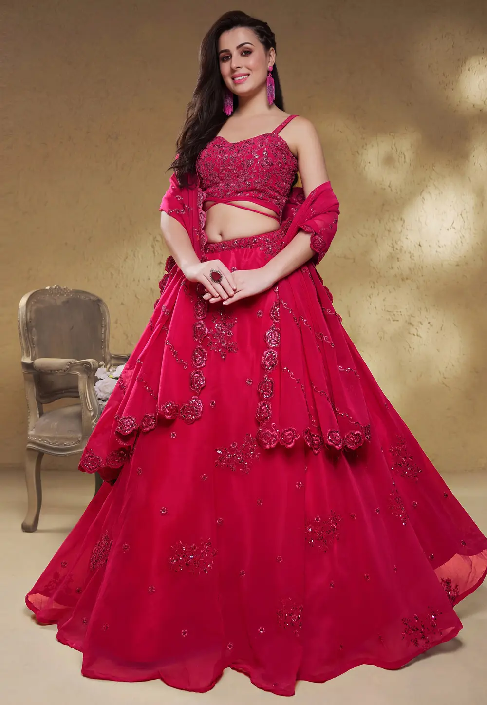 Magenta Georgette Lehenga Choli 335494
