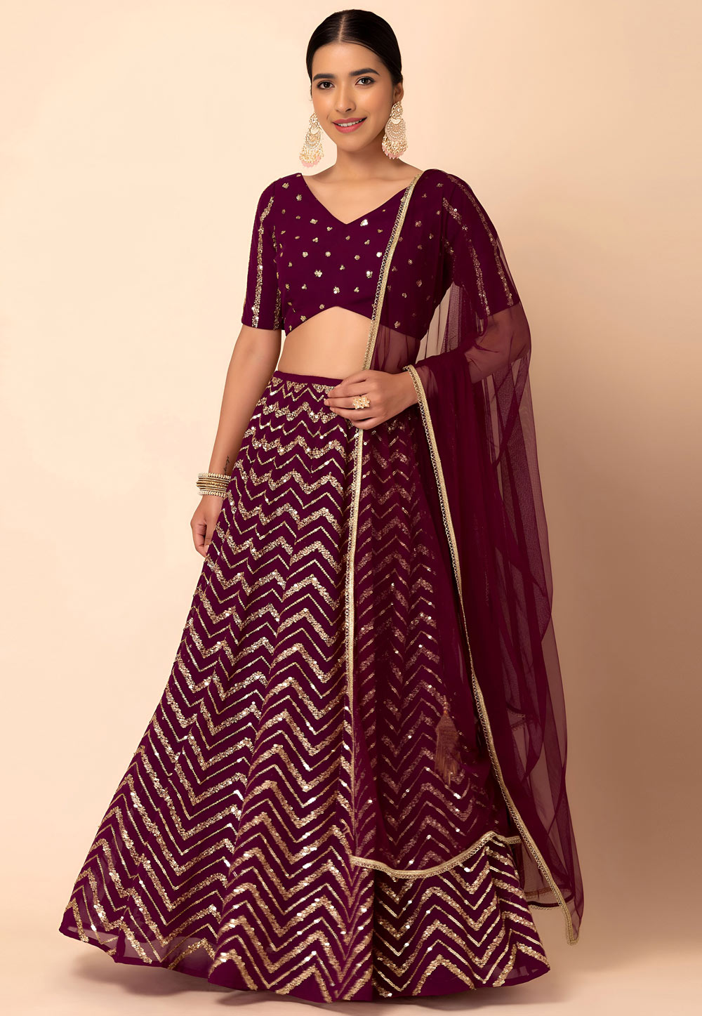 Magenta Georgette Lehenga Choli 328141
