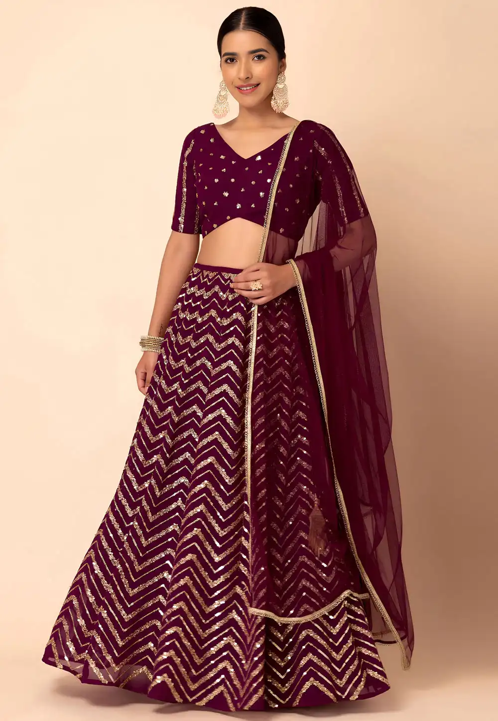 Magenta Georgette Lehenga Choli 328141