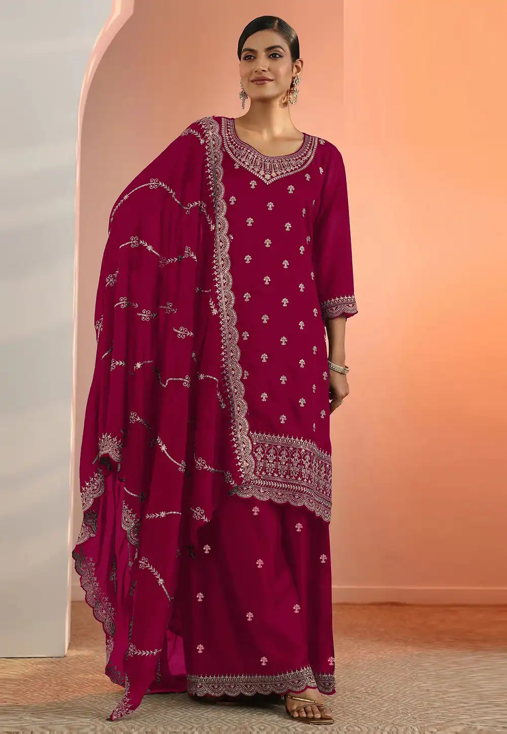 Magenta Georgette Pakistani Suit 327405
