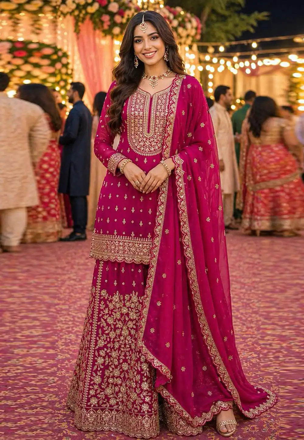 Magenta Georgette Pakistani Suit 328509