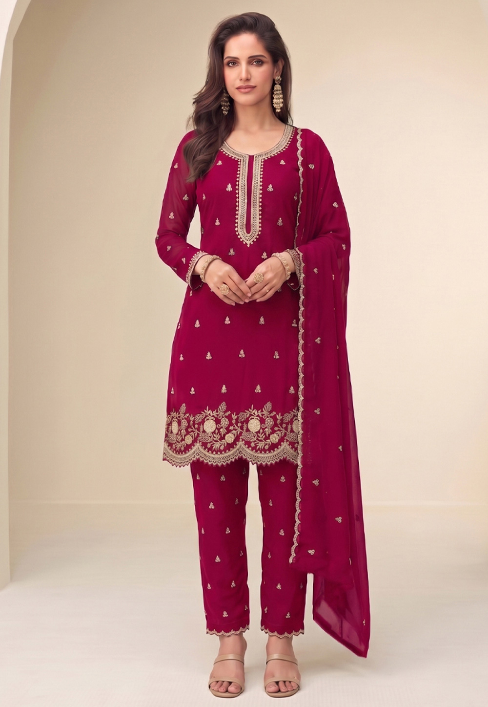 Magenta Georgette Pakistani Suit 329785