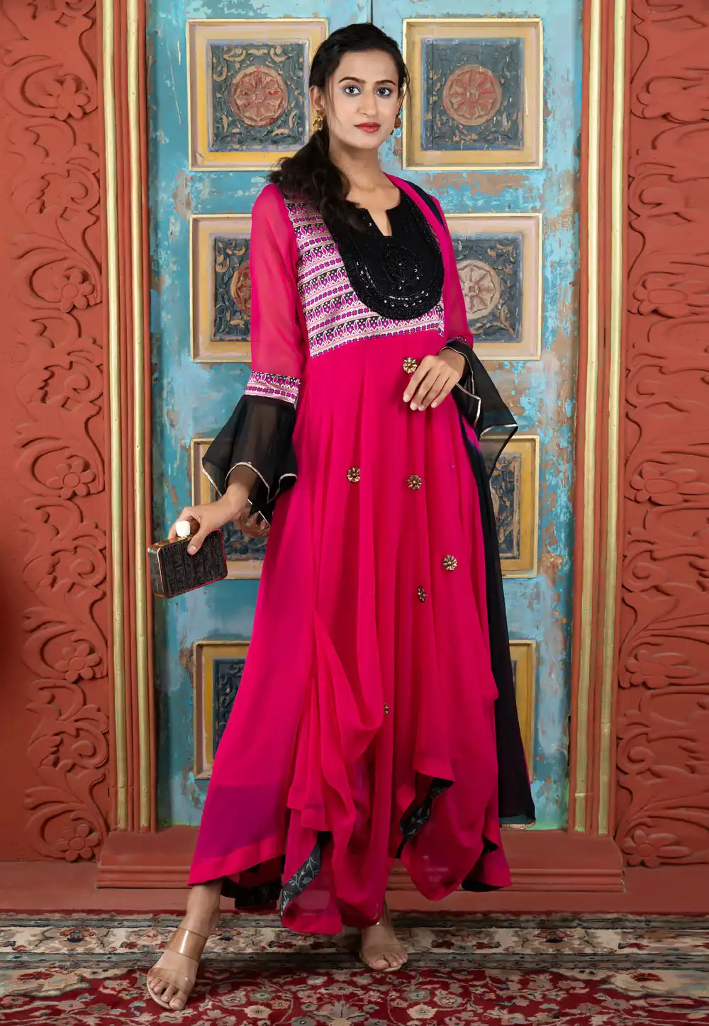 Magenta Georgette Readymade Designer Salwar Suit 312998