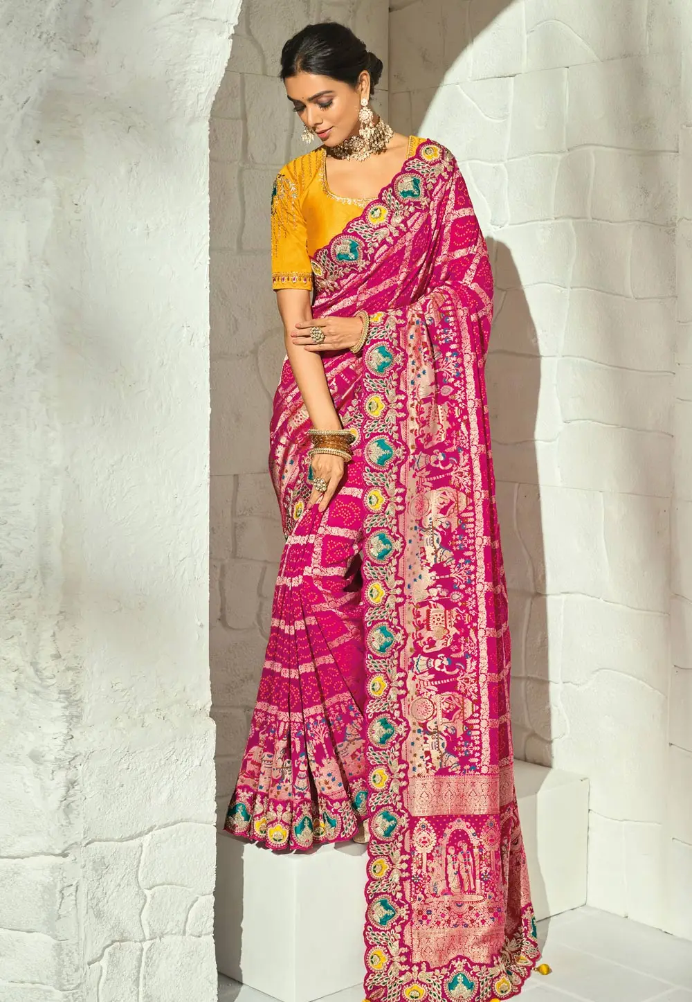 Magenta Georgette Saree With Blouse 336343