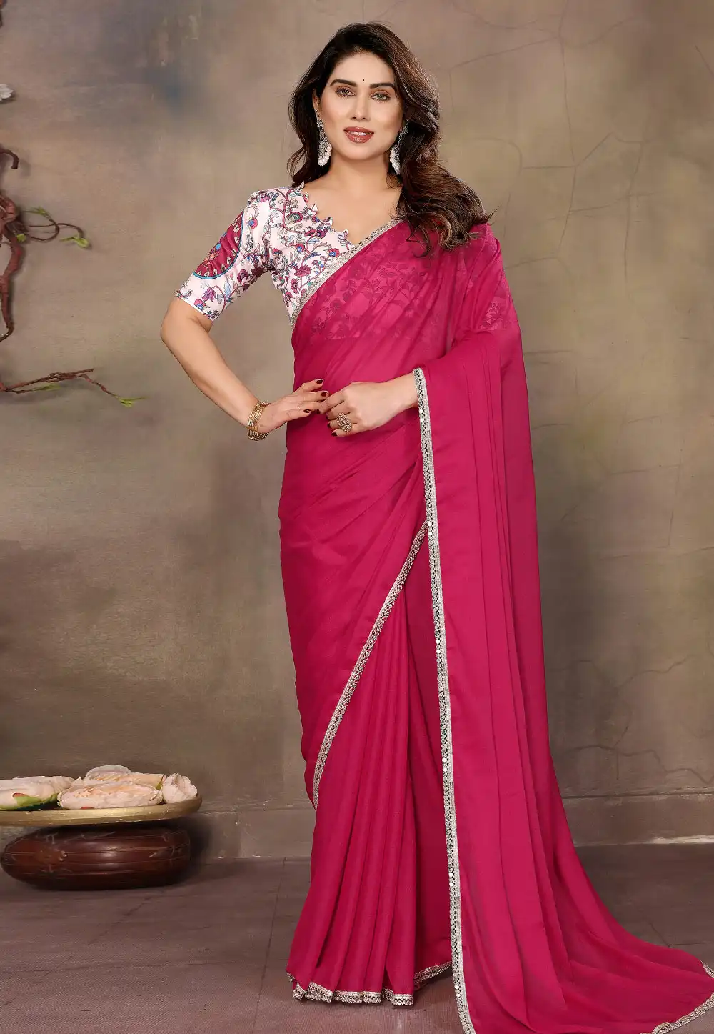 Magenta Georgette Saree With Blouse 312830
