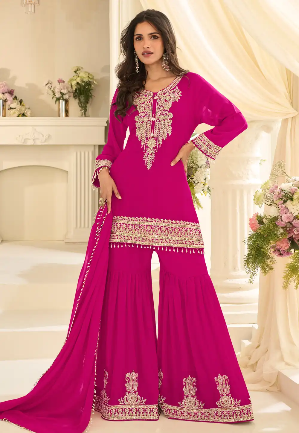 Magenta Georgette Sharara Suit 326259