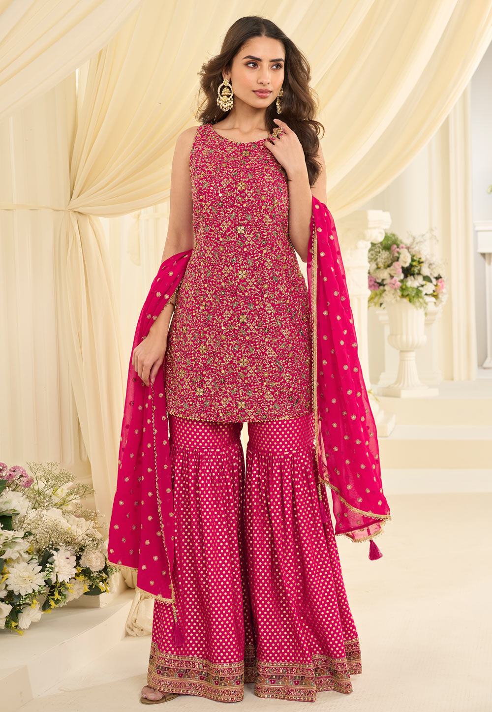 Magenta Georgette Sharara Suit 324437