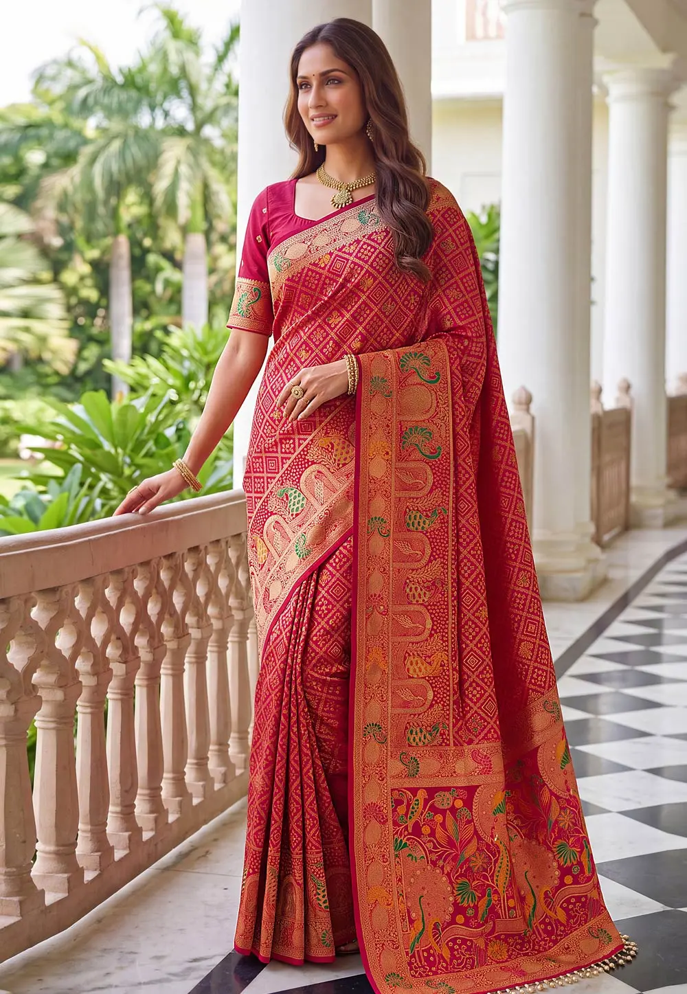 Magenta Nylon Saree With Blouse 331522