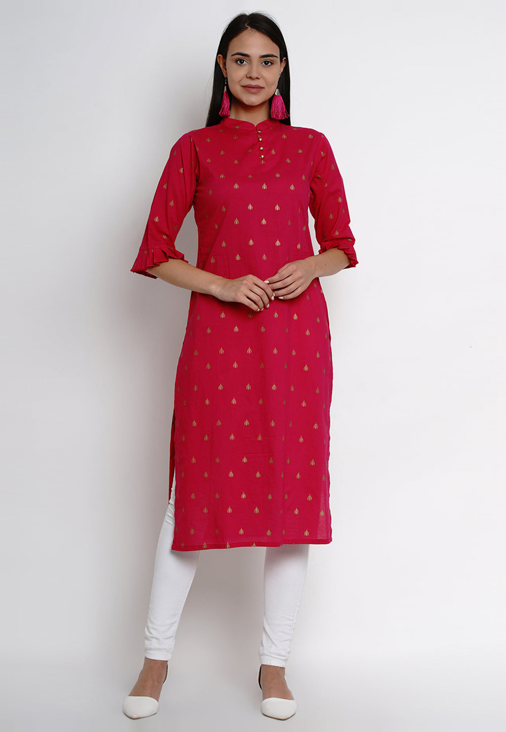 Magenta Rayon Long Kurti 282202